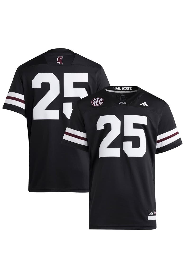 Men's adidas #25 Black Mississippi State Bulldogs Premier Strategy Jersey, Main, color, Black