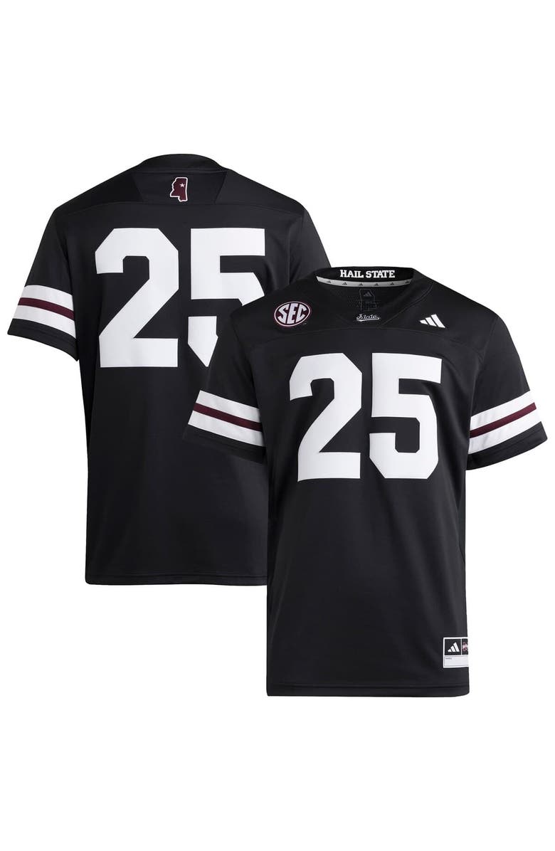 adidas Men's adidas #25 Black Mississippi State Bulldogs Premier Strategy Jersey, Main, color, Black