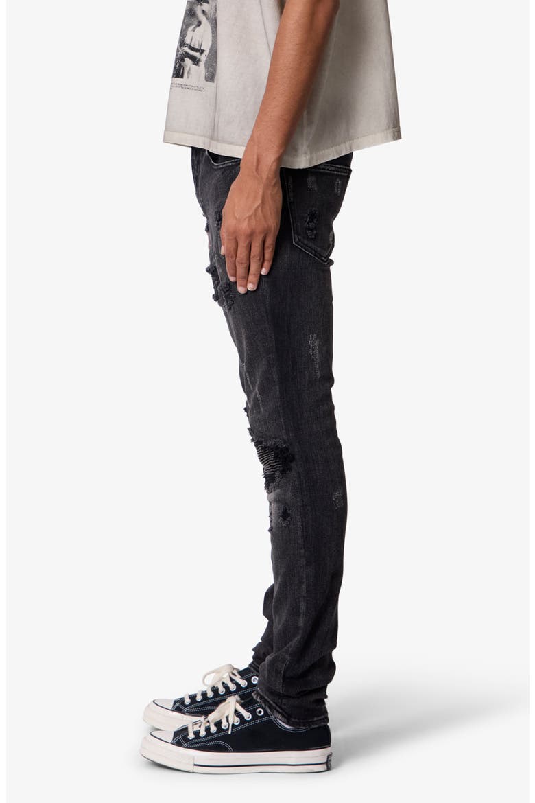 Distressed Moto Skinny Jeans, Alternate, color, BLACK