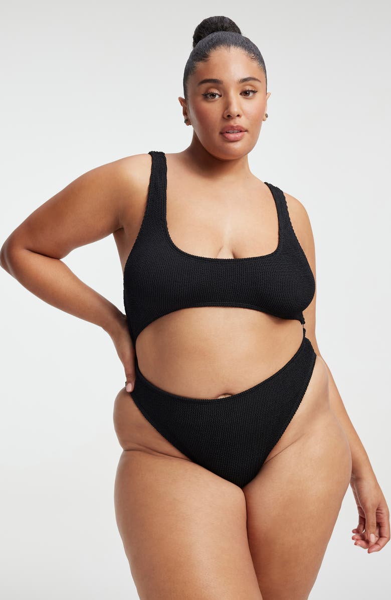 Good American Always Fits Cutout One-Piece Swimsuit, Alternate, color, 