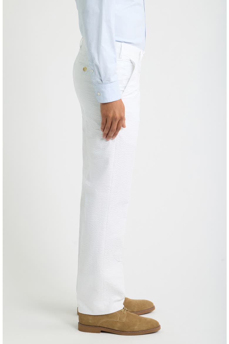 Flat Front Stripe Cotton Seersucker Pants, Alternate, color, WHITE