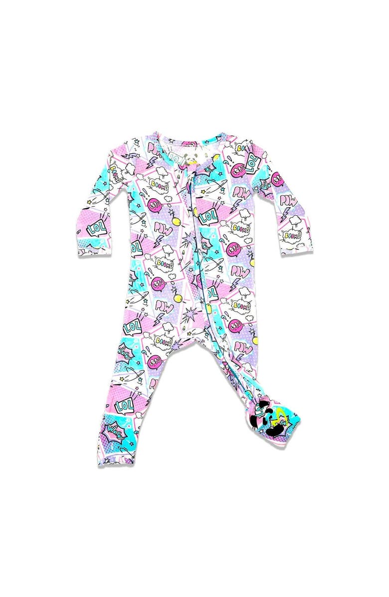 Bellabu Bear Baby Comic Purple Convertible Footie, Main, color, Comic Purple