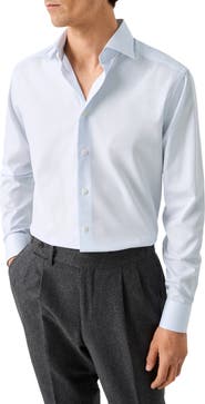 Eton Slim Fit Pinstripe Cotton Twill Dress Shirt