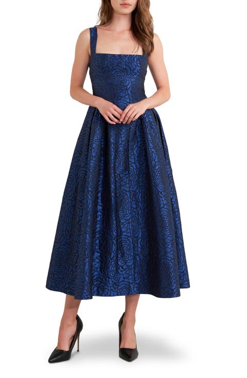 Floral Jacquard Sleeveless Dress