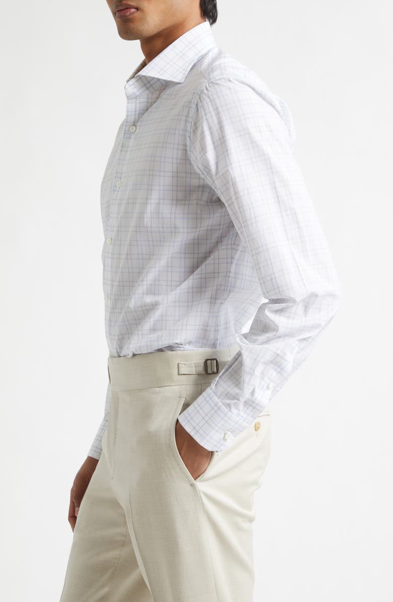 ISAIA Check Button-Up Shirt, Alternate, color, White