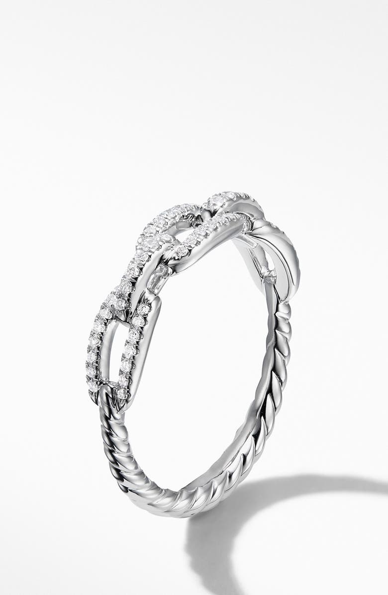 David Yurman Stax Diamond Chain Ring, Alternate, color, White Gold