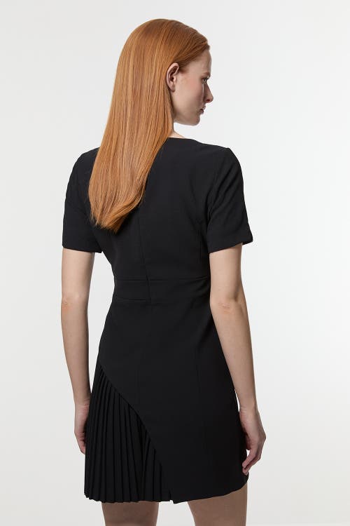 Karen Millen Military Pleat Mini Dress In Black