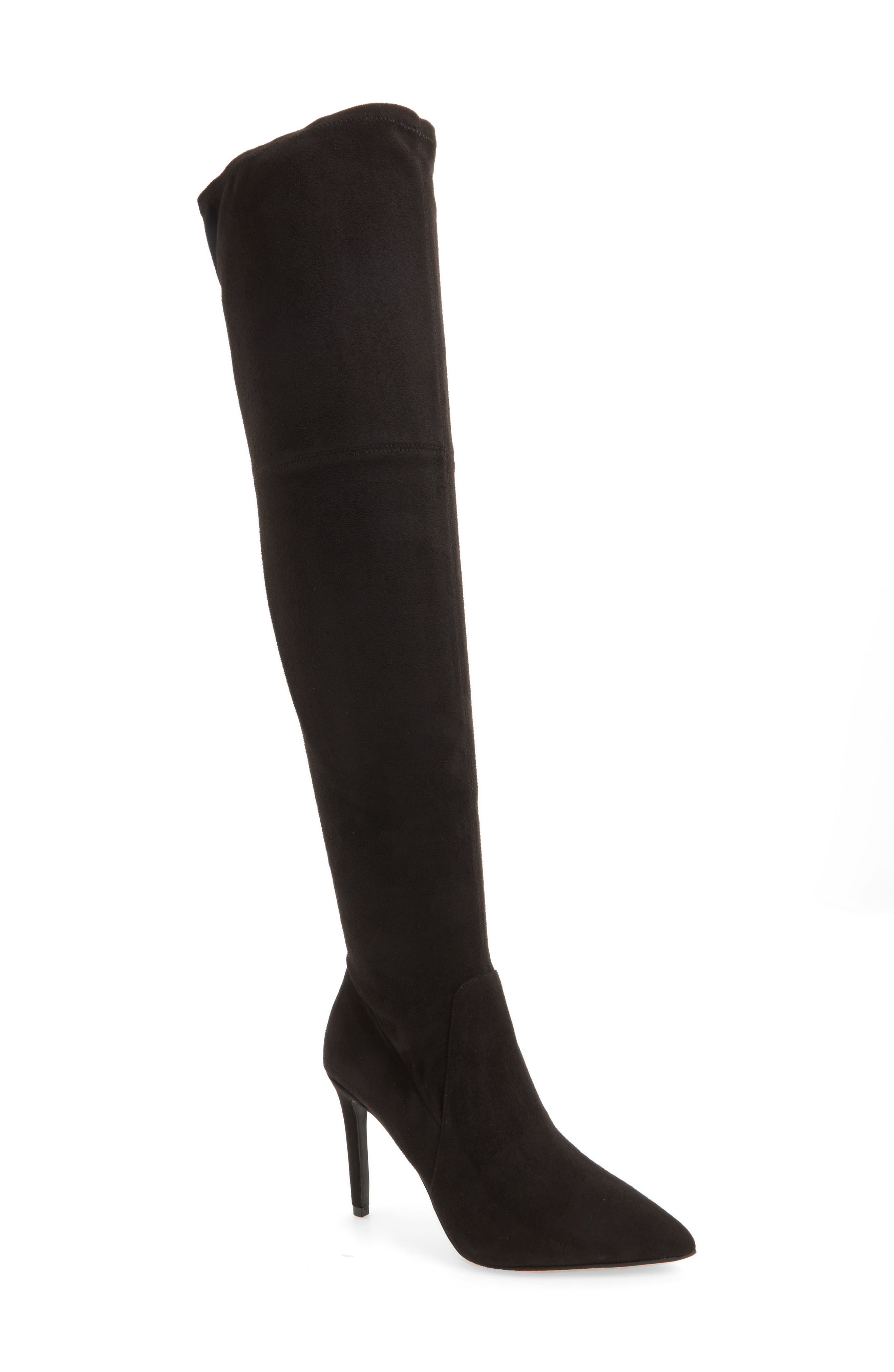 Fab Nara Over the Knee Boot, Main, color, BLACK STRETCH FAUX SUEDE