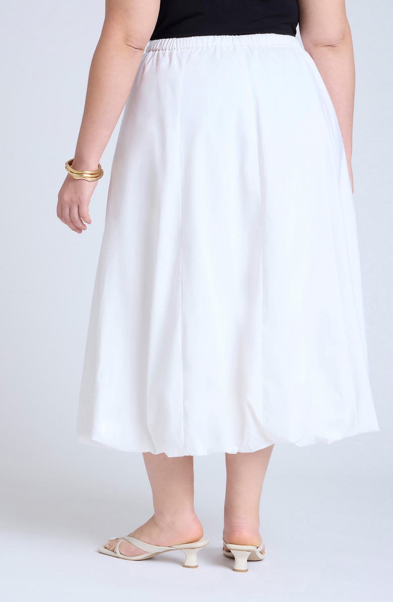 ELOQUII Poplin Bubble Hem Midi Skirt, Alternate, color,