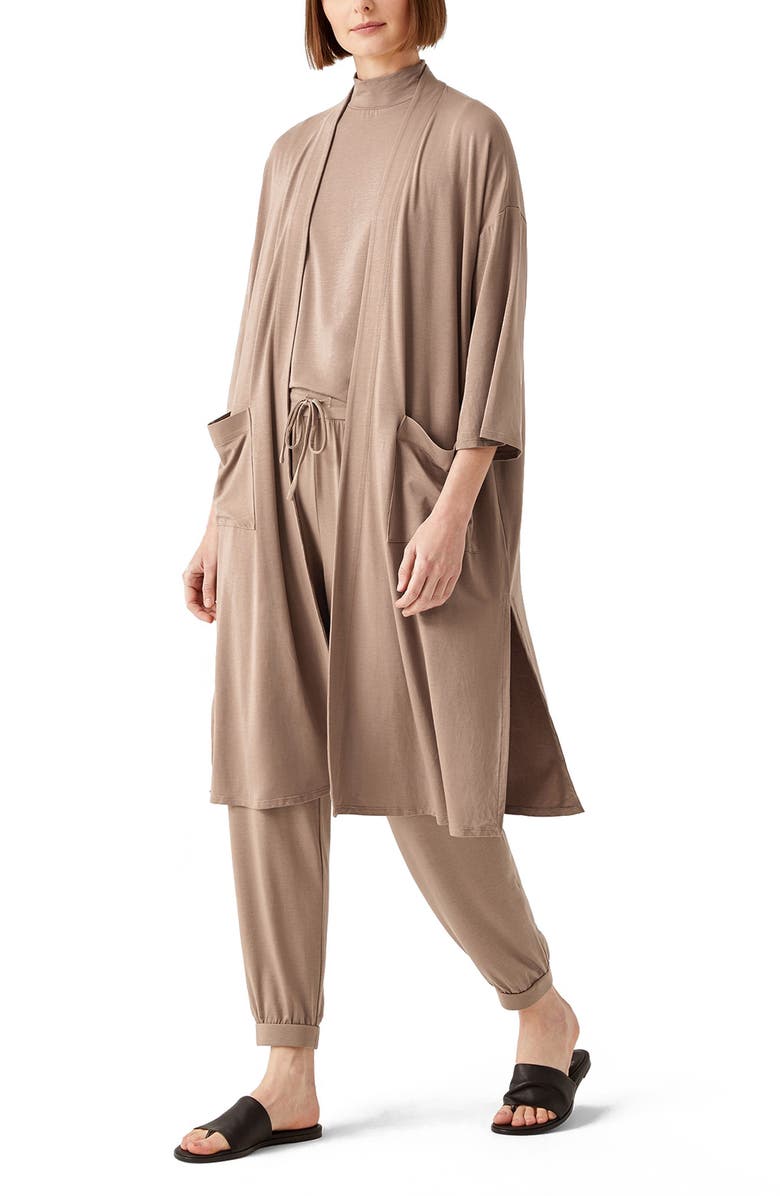 Eileen Fisher Boxy Longline Jersey Jacket, Main, color, Barly