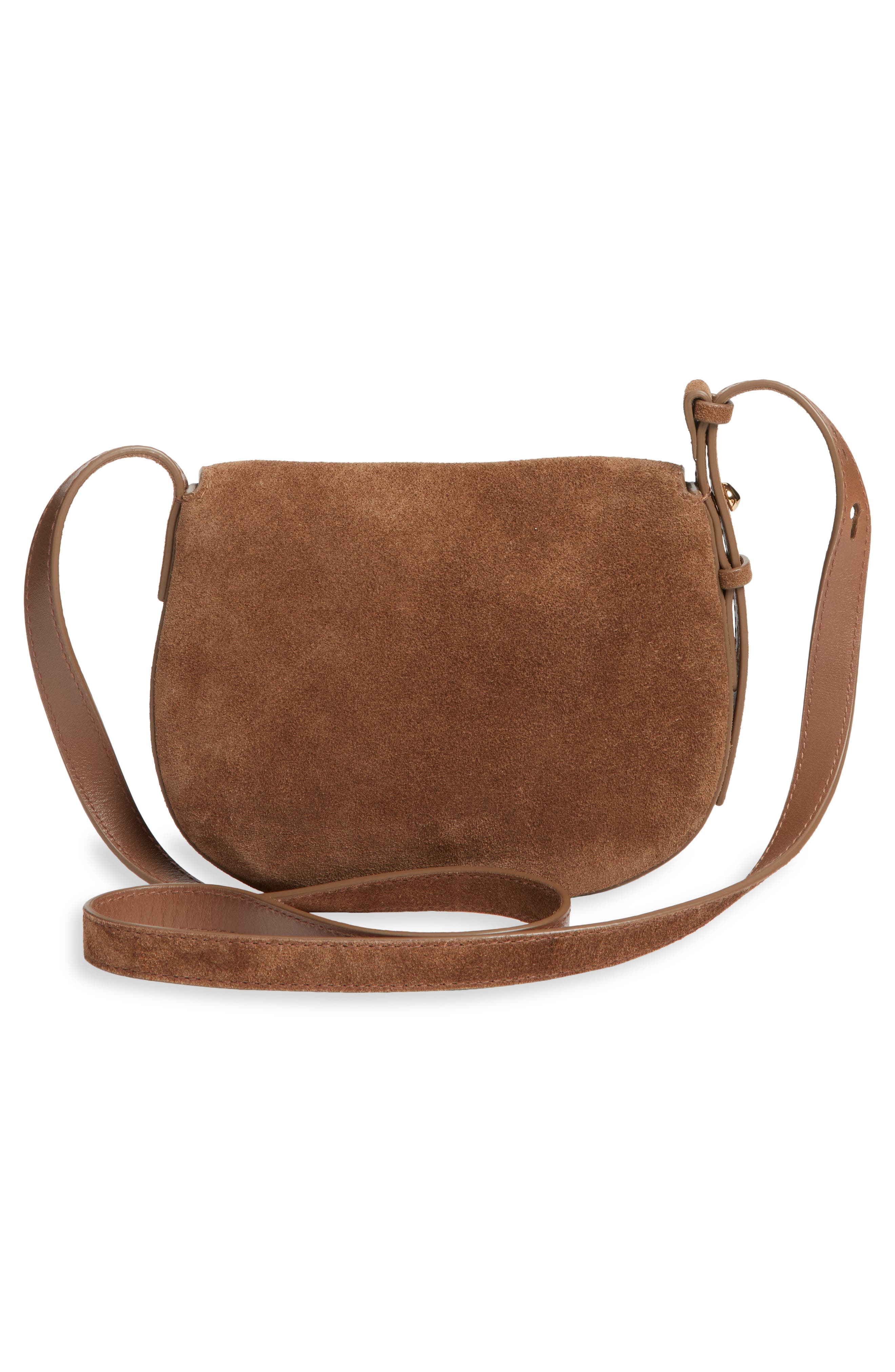 The Dakota Suede Saddle Crossbody Bag, Alternate, color, LIGHT UMBER