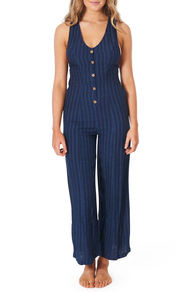 Surf Shack Stripe Jumpsuit, Main, color, NAVY