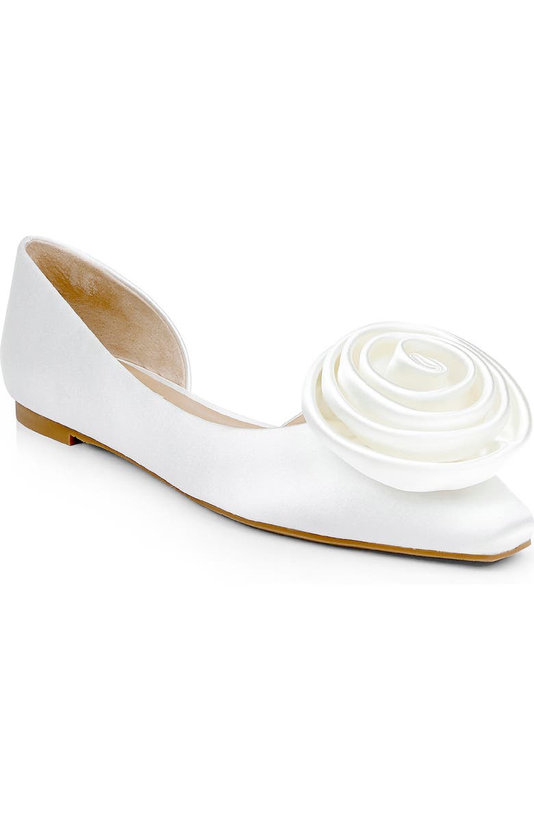 Badgley Mischka Collection Jana Half d'Orsay Flat, Main, color, White Satin