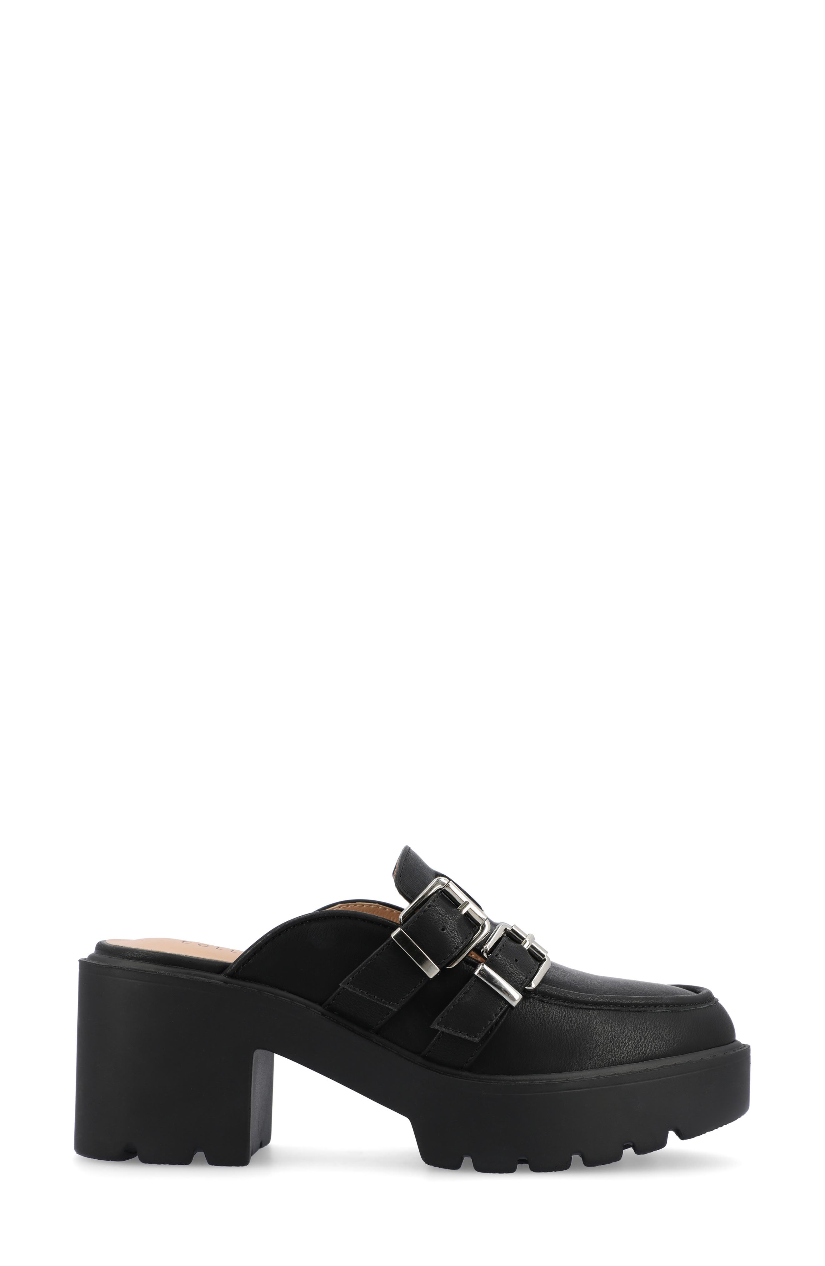 Journee Collection Brydie Platform Mule, Alternate, color, Black