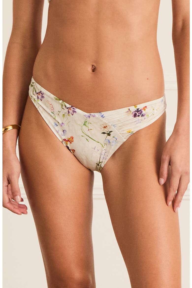 Ruched Front Zoe Cheeky Pant Bikini Bottom, Main, color, White