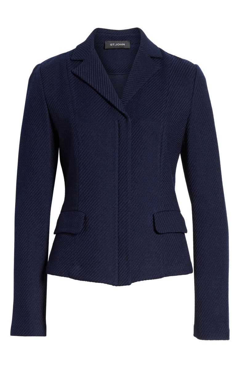 St. John Collection Sarga Knit Twill Zip Front Jacket, Alternate, color, 