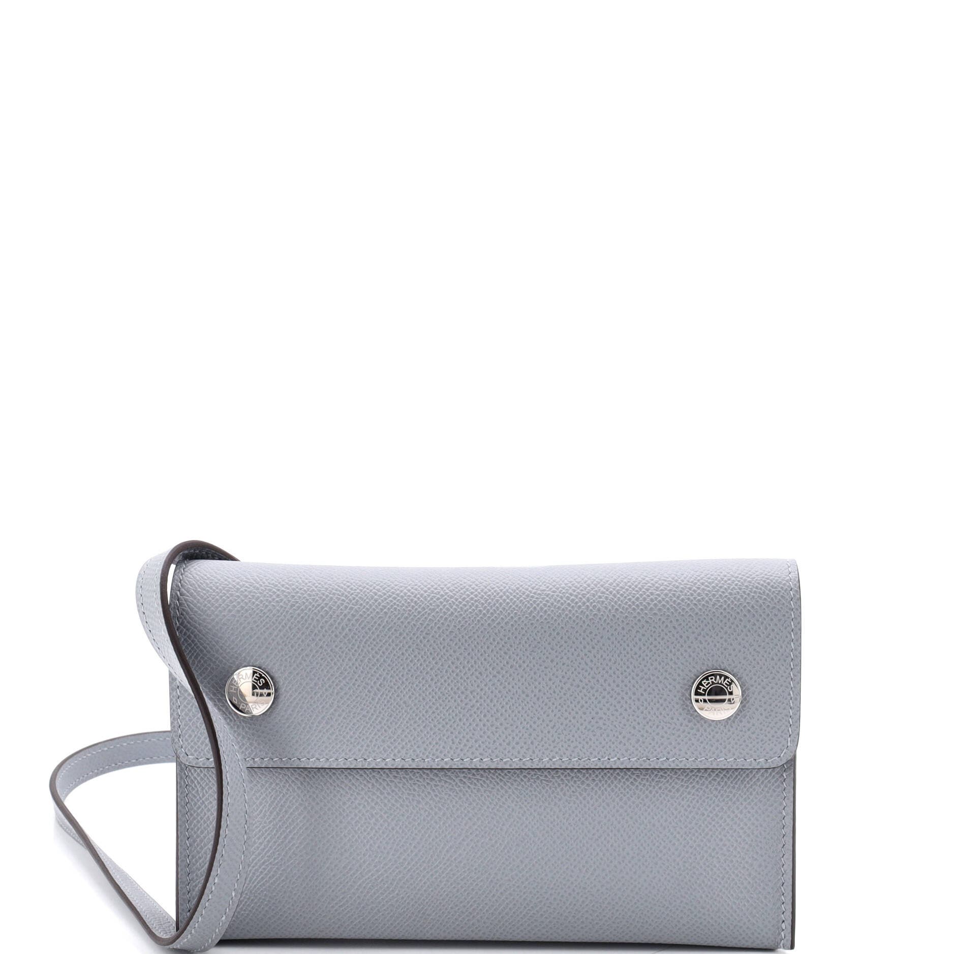Pre-Owned Hermes Hermesnap Wallet Bag Epsom, Main, color, Gris Pantin