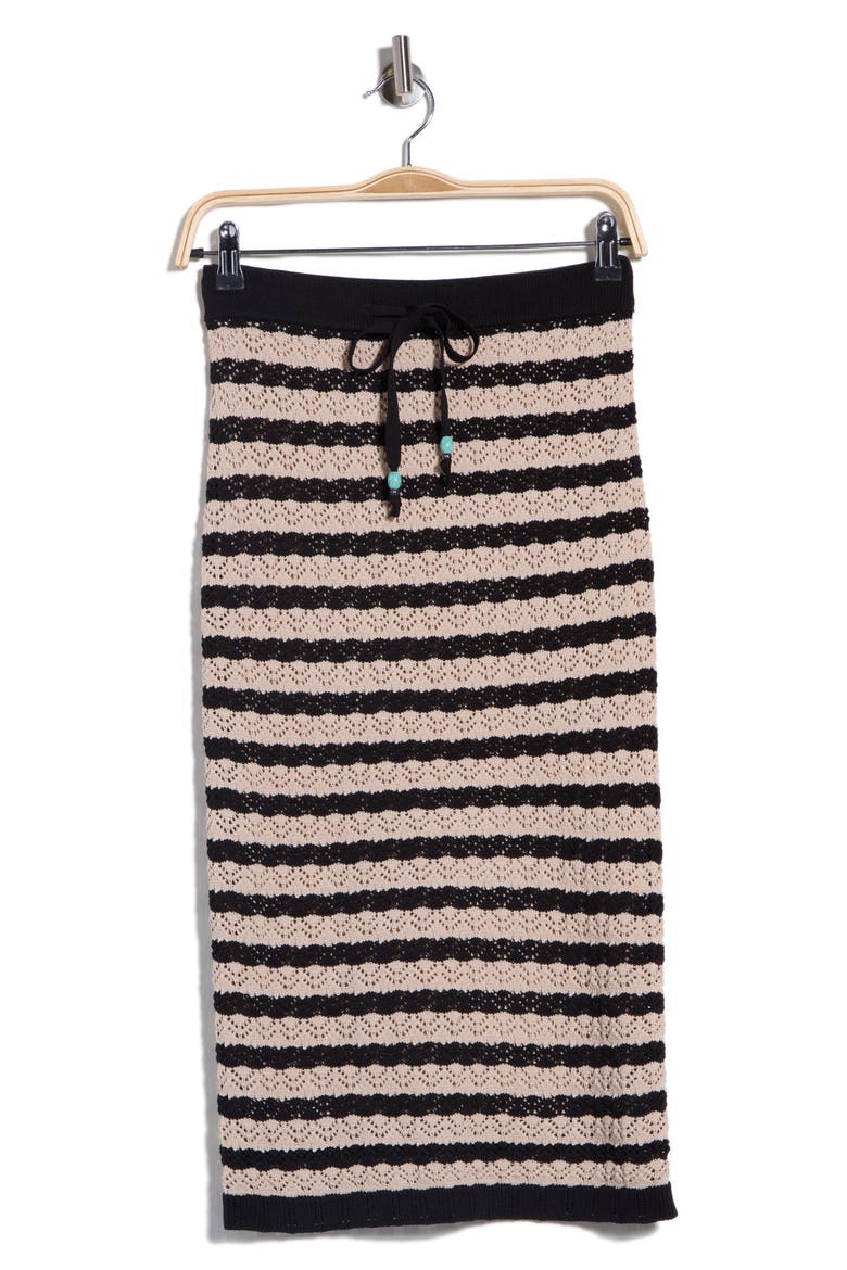 Lacen Pointelle Knit Skirt, Alternate, color, BLACK/ NATURAL STRIPE