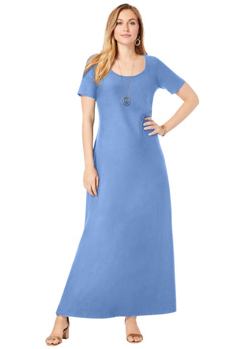 Jessica London Stretch Cotton T-Shirt Maxi Dress (Plus) (Petite Available)