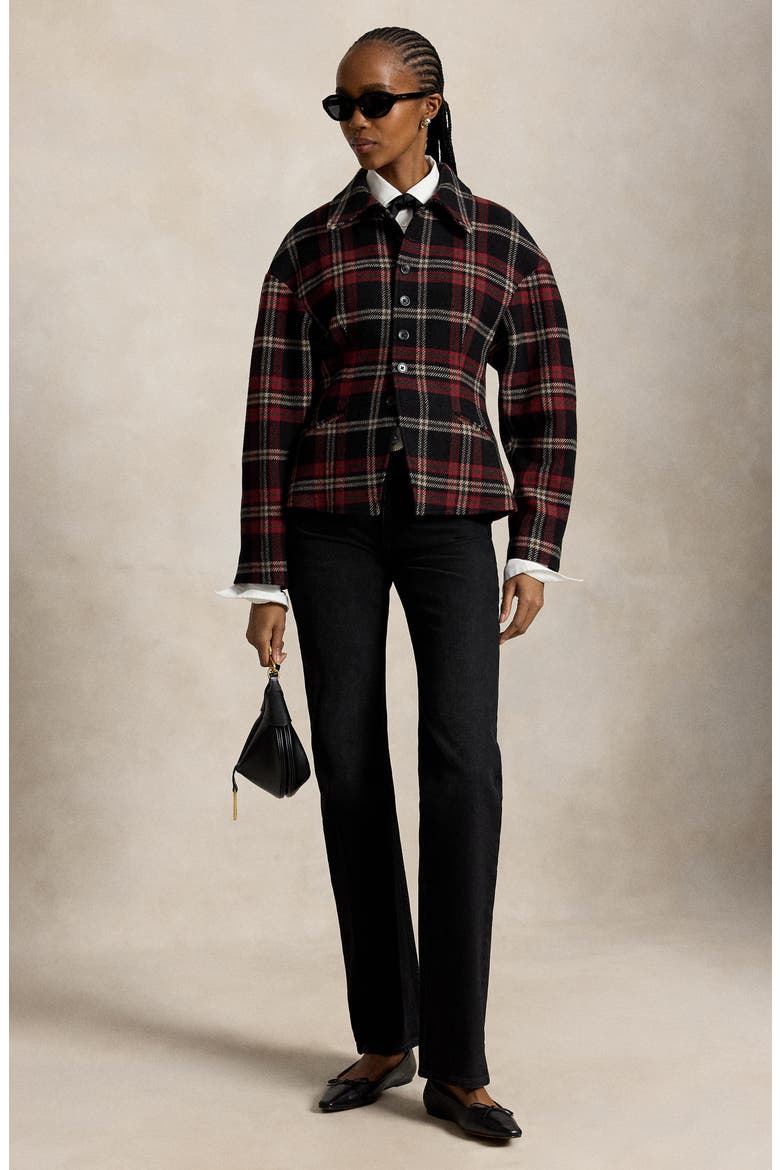 Plaid Tweed Sculpted Jacket, Alternate, color, RED
