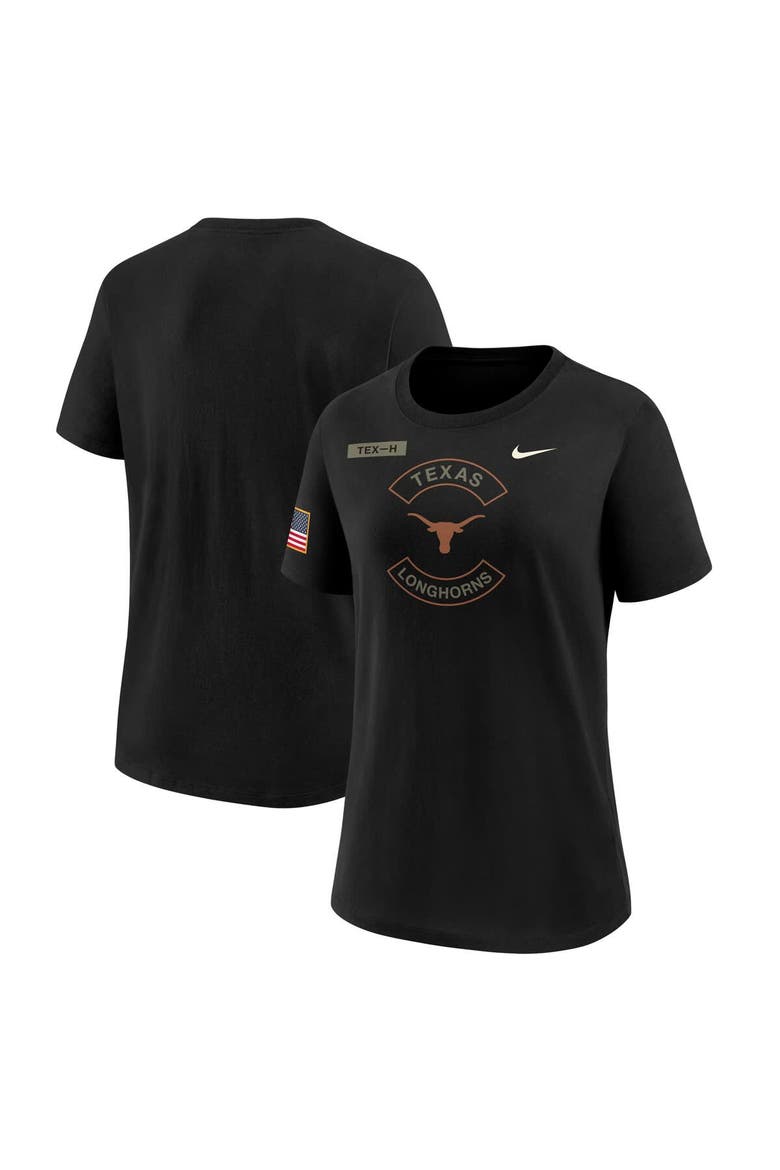 Women's Nike Black Texas Longhorns 2025 Military Appreciation Dri-FIT T-Shirt, Main, color, Black