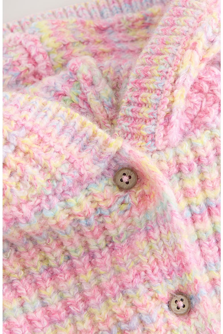 Kids' Bear Crochet Hooded Cardigan, Alternate, color, PINK
