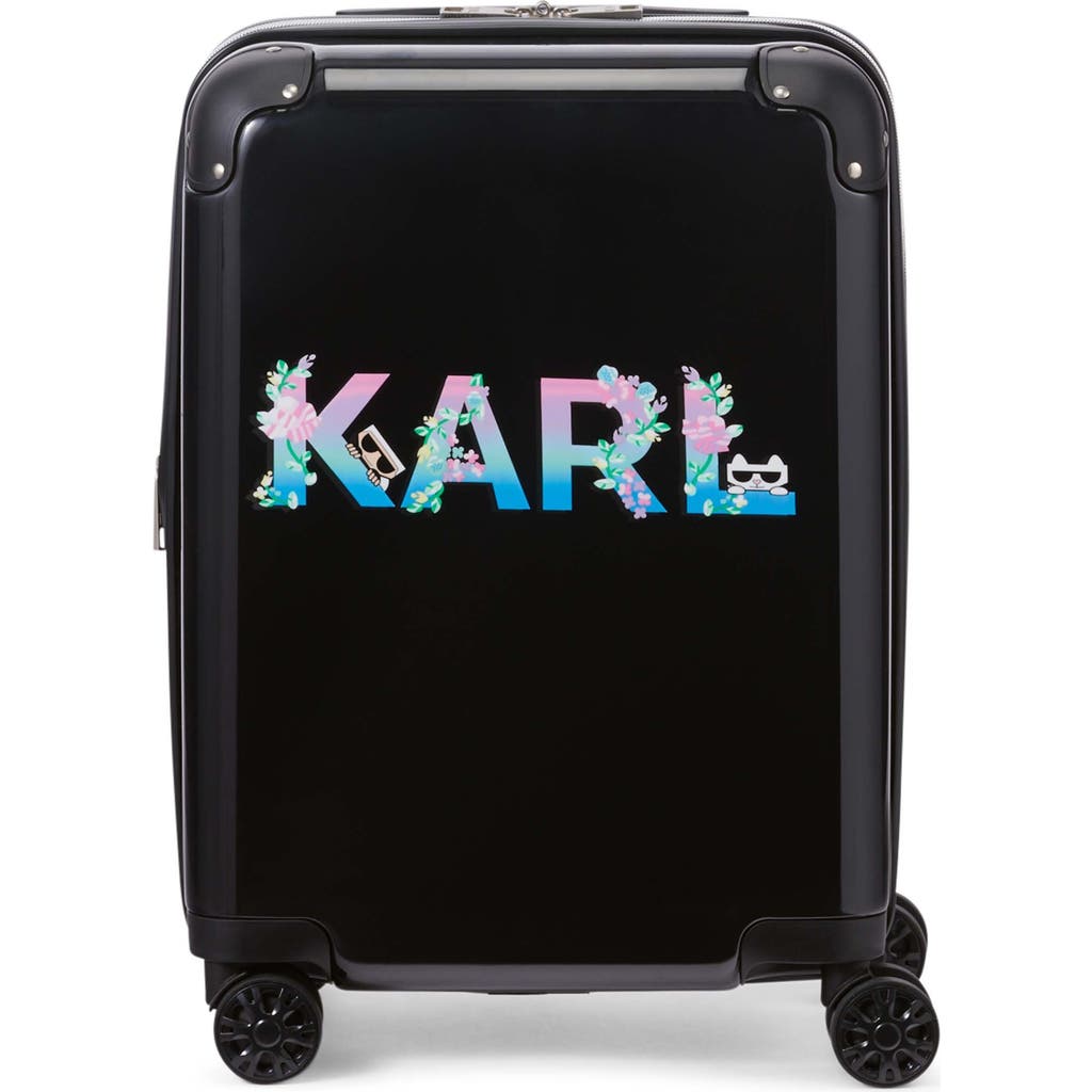 Karl Lagerfeld Karl Flowers 21" Upright Carry On In Black