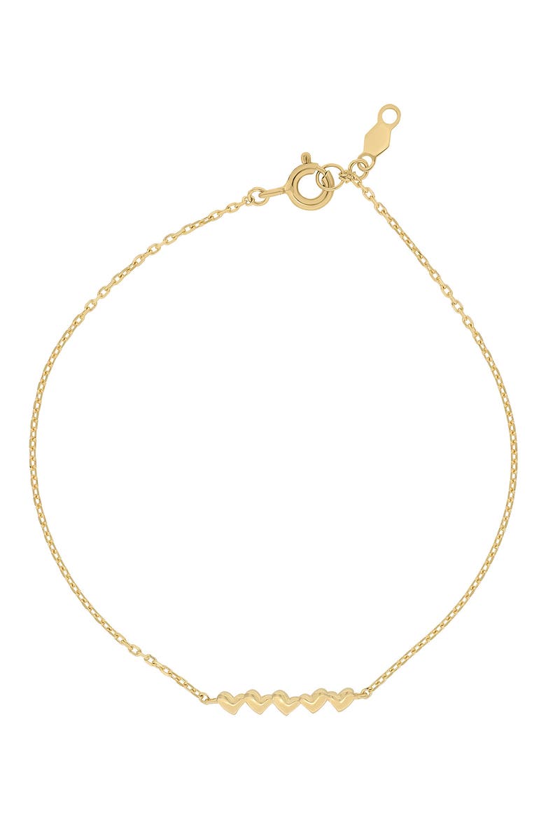 14K Yellow Gold Heart Bar Bracelet, Main, color, GOLD