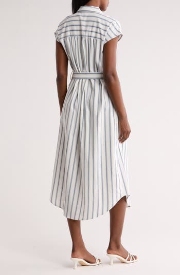 Stripe Cap Sleeve Shirtdress
