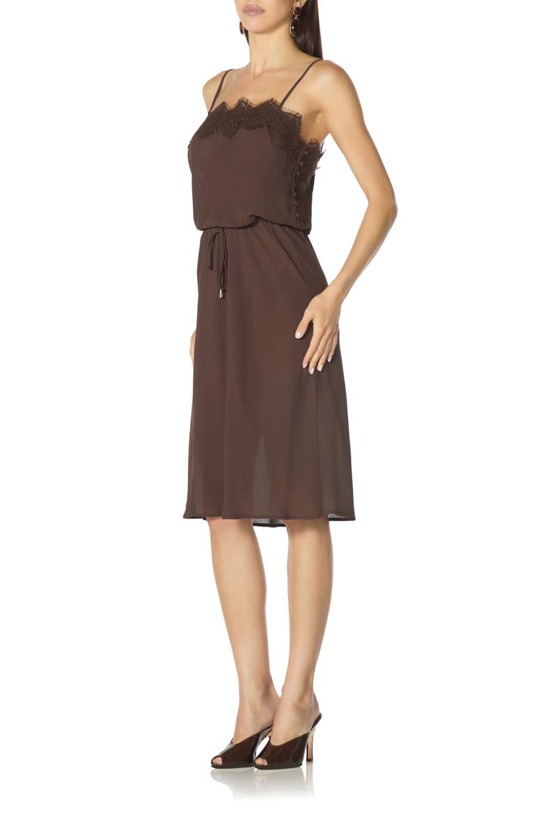 Tabitha Lace Trim Midi Dress, Alternate, color, ESPRESSO
