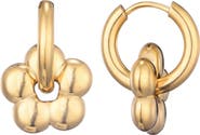 Adornia Tarnish Resistant Flower Drop Huggie Hoop Earrings