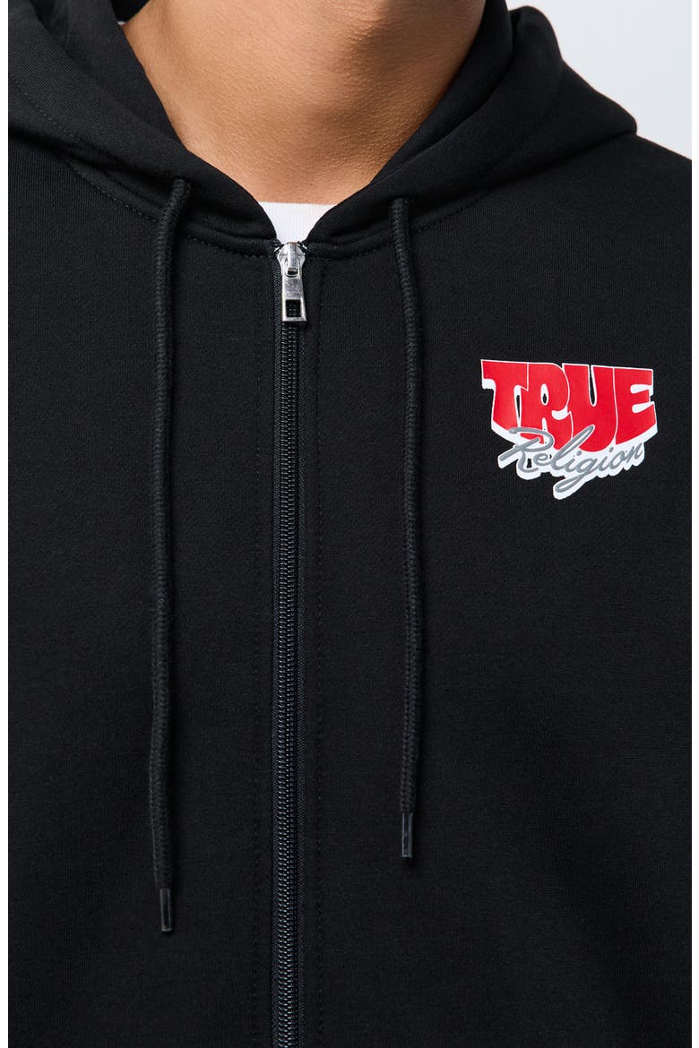 Logo Full Zip Hoodie, Alternate, color, JET BLACK