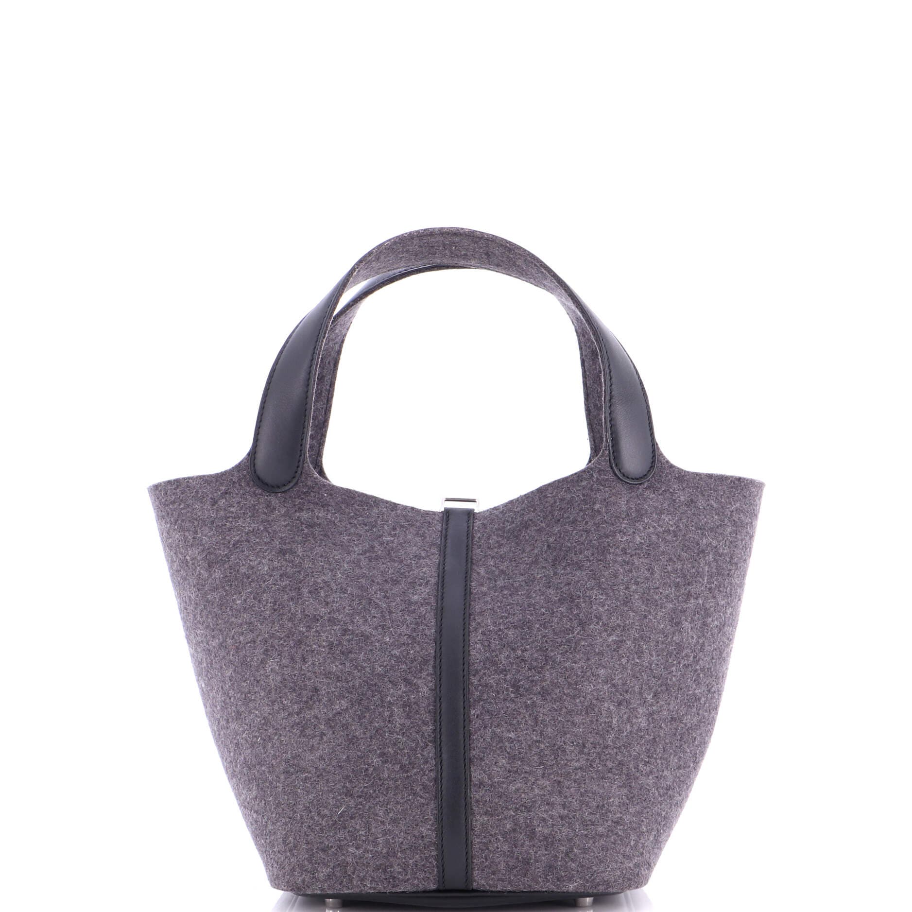 Pre-Owned Hermes Picotin Lock Bag Felt with Leather MM, Alternate, color, Gris Moyen