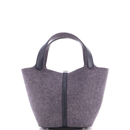 Pre-owned Hermes  Hermes Picotin Lock Bag Felt With Leather Mm In Gray