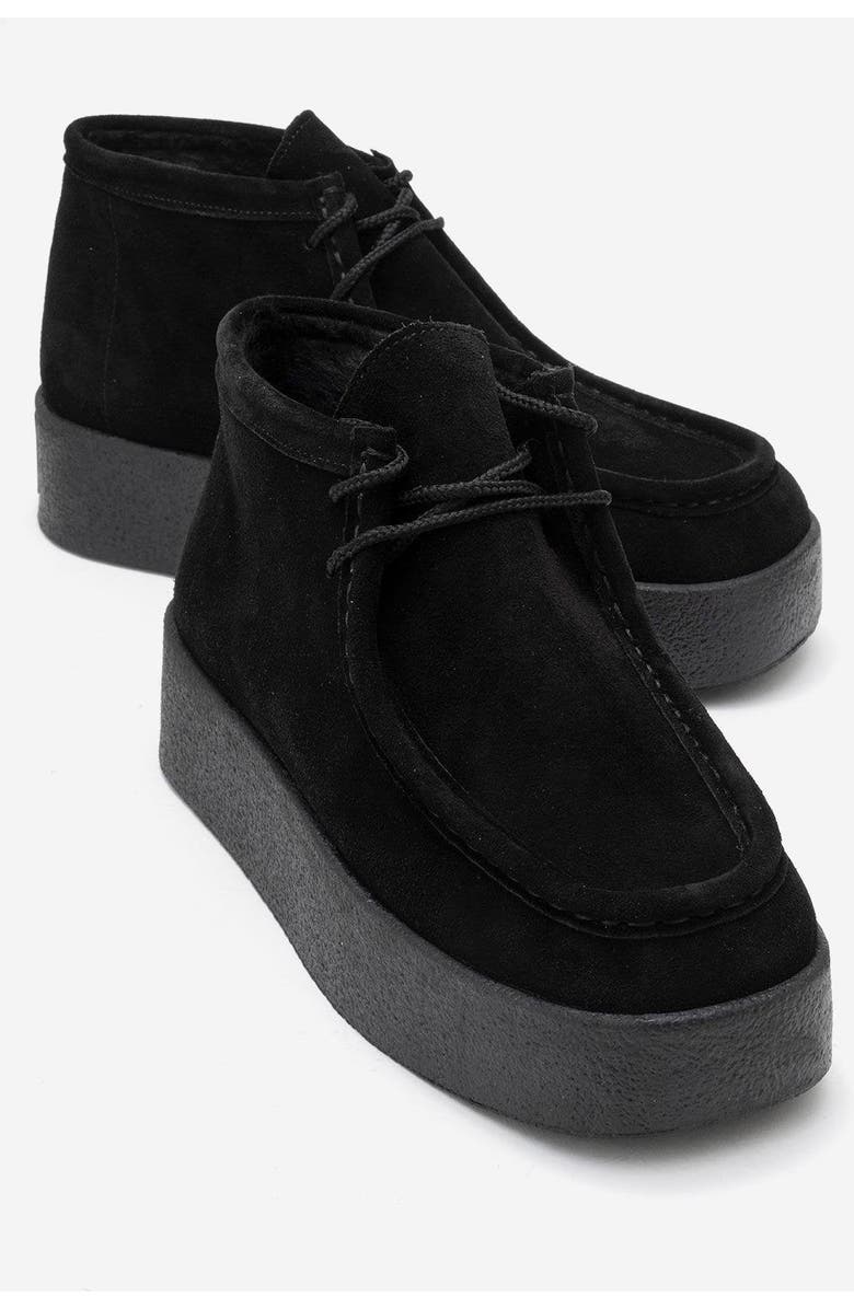 Forever & Always Shoes Melia Leather Platform Boot, Alternate, color, Black Suede