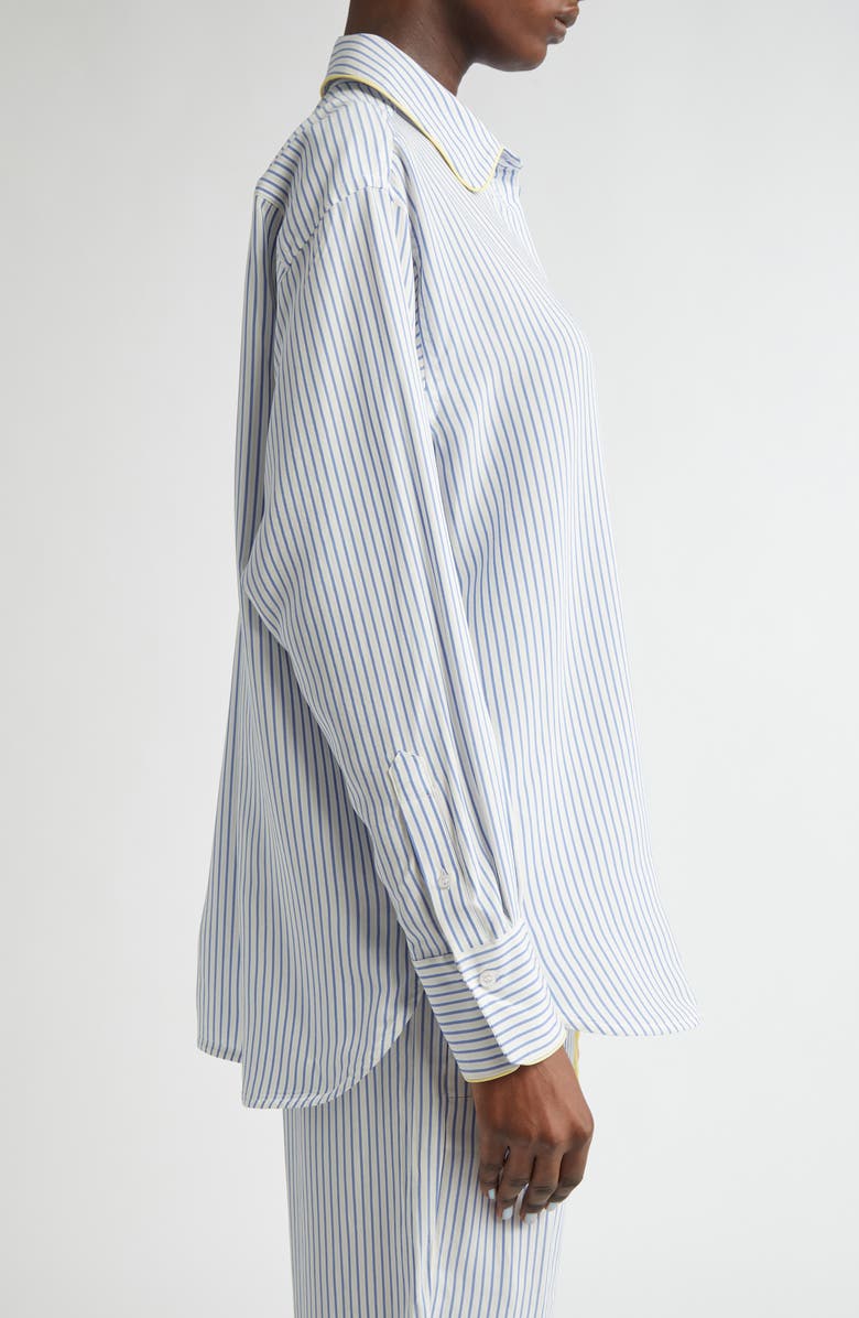 Victoria Beckham Piped Stripe Button-Up Pajama Shirt, Alternate, color,