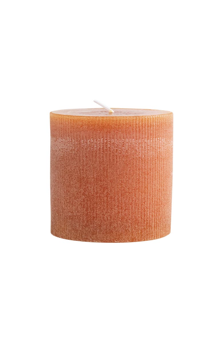 Storied Home Unscented Pleated Pillar Candle in Powder Finish, Acorn Orange, Main, color, Orange