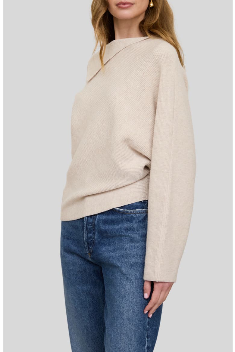 Asymmetric Neckline Ribbed Sweater, Alternate, color, CREAM