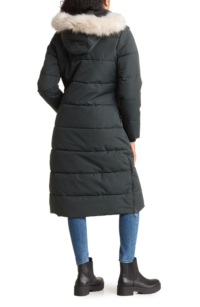 Noize Winter Long Parka with Faux Fur Trim, Alternate, color, Spruce