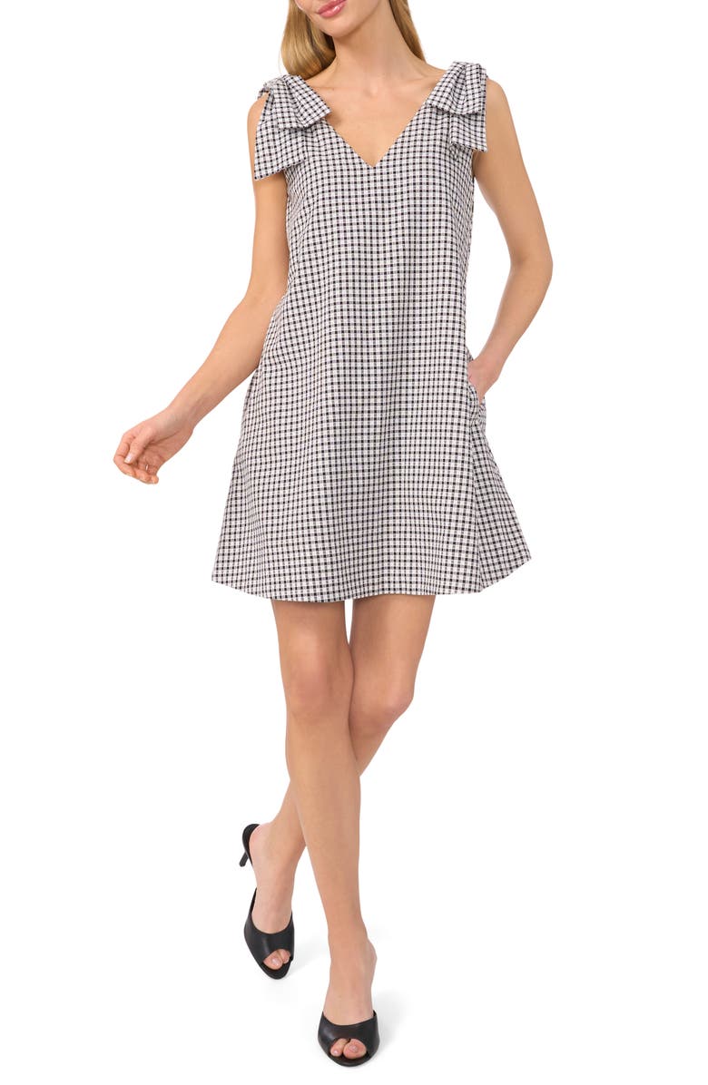 CeCe Gingham Bow Shoulder Shift Minidress, Main, color,