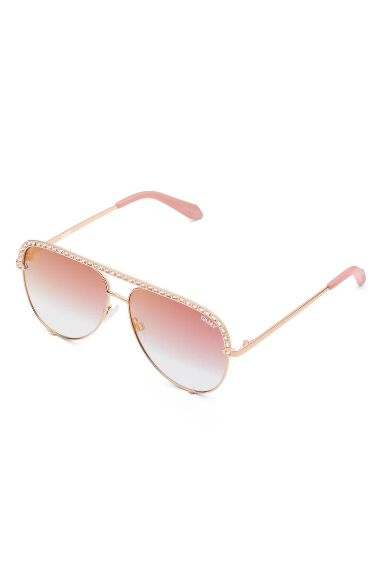 QUAY Mini High Key Bling 51mm Gradient Aviator Sunglasses, Alternate, color, 