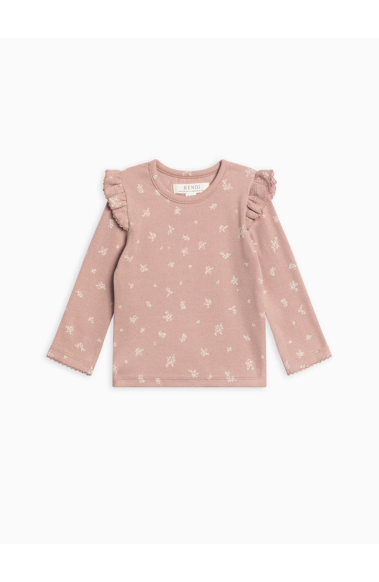 Kendi Rina Ribbed Ruffle Top, Main, color, Amaya Floral / Mauve