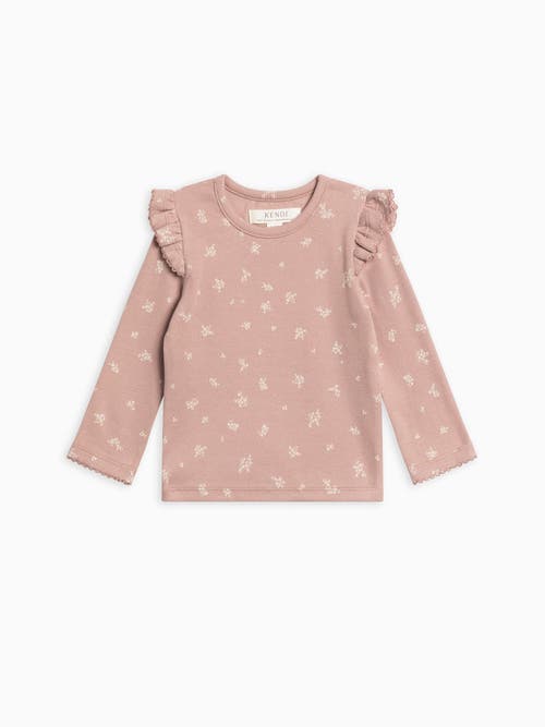 Kendi Rina Ribbed Ruffle Top In Neutral