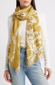 Nordstrom Eyelash Trim Print Cashmere & Silk Wrap