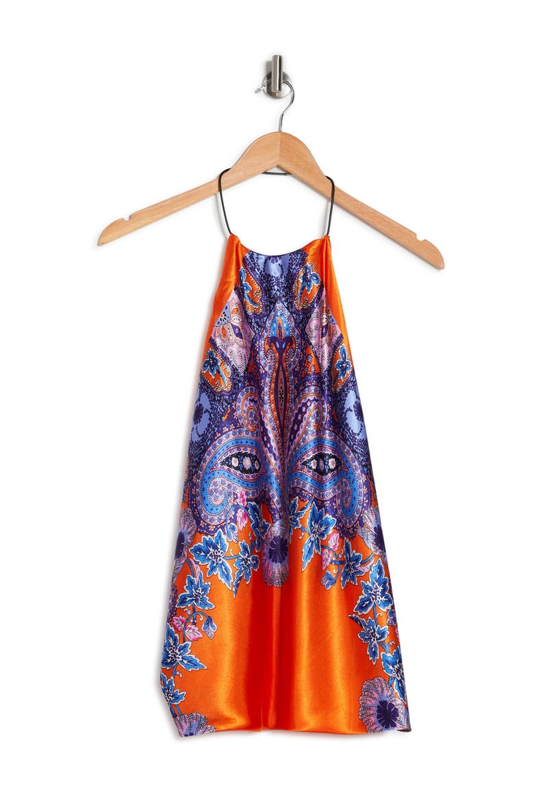 Paisley Print Halter Blouse, Alternate, color, ORANGE