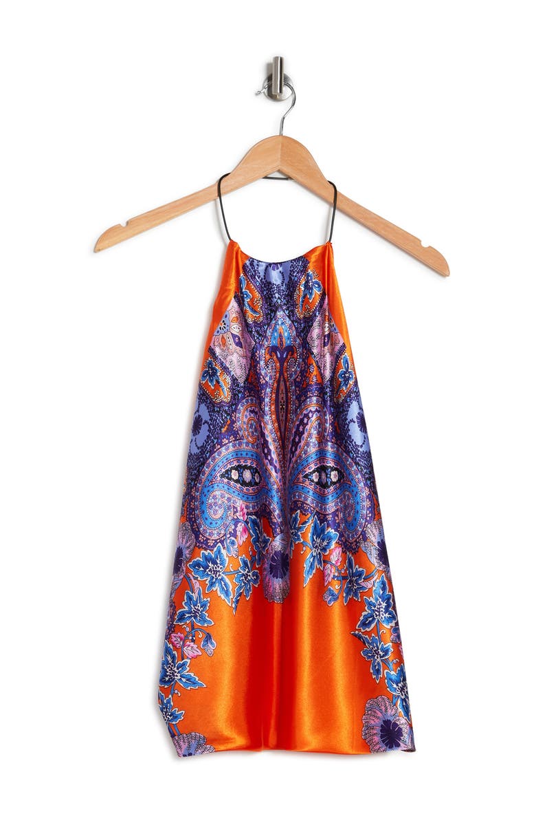 La Fiorentina Paisley Print Halter Blouse, Alternate, color, Orange