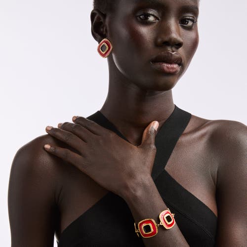 Susan Caplan 1980s Vintage Red & Black Enamel Bracelet In Multi