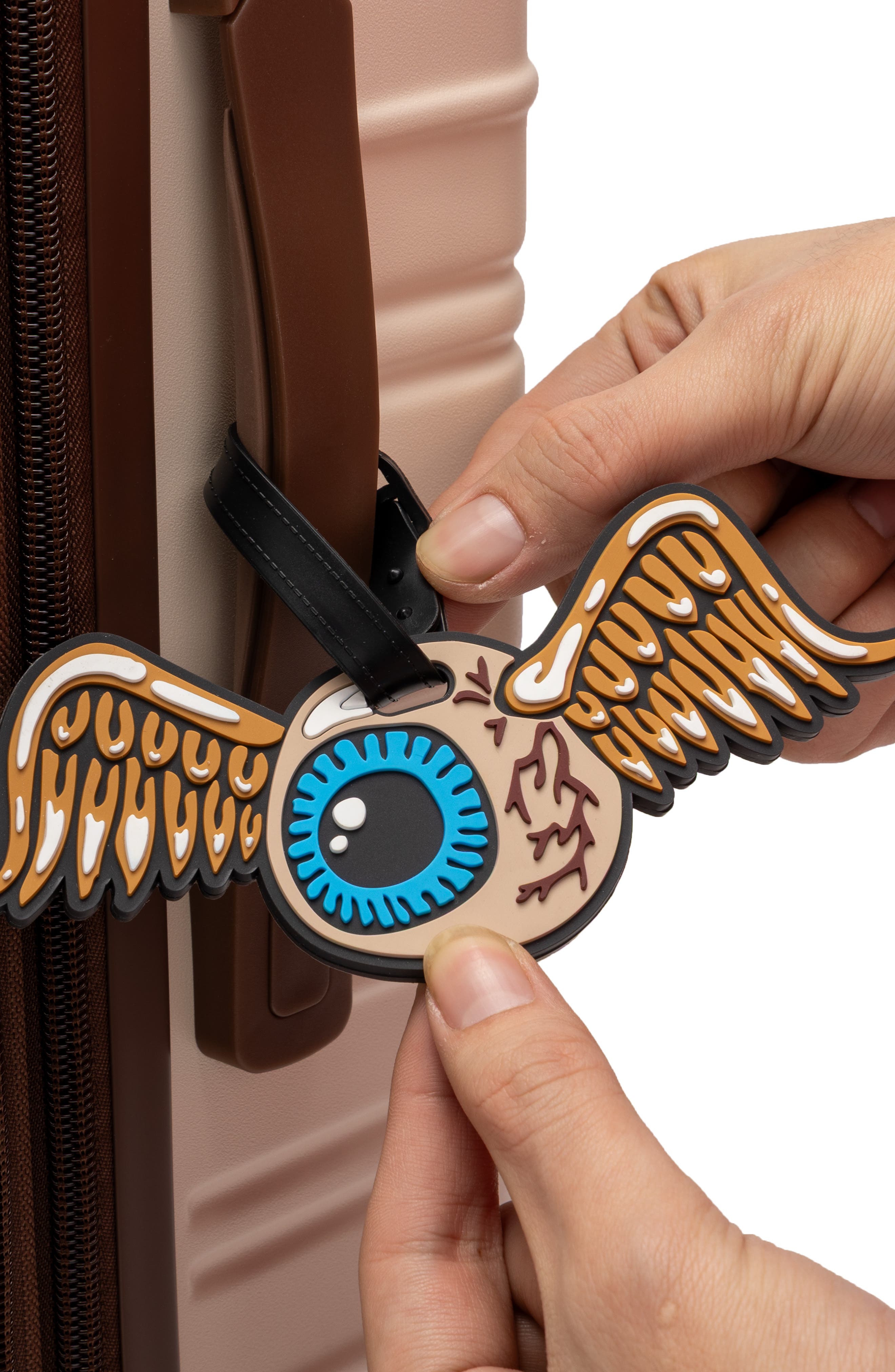 Von Dutch Flying Eyeball 2-Piece Suitcase ID Tag Set with Adjustable Straps, Alternate, color, Flying Eyeball