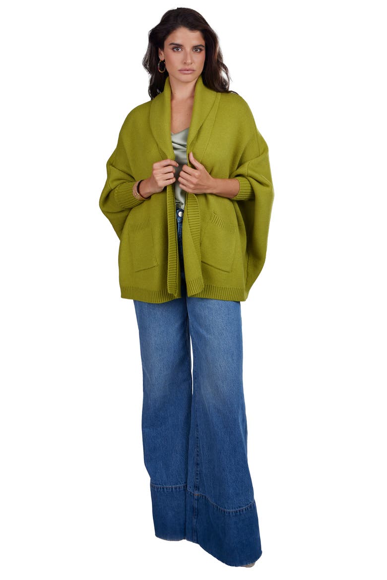 Oversize Ribbed Knit Cardigan, Alternate, color, LIME GREEN