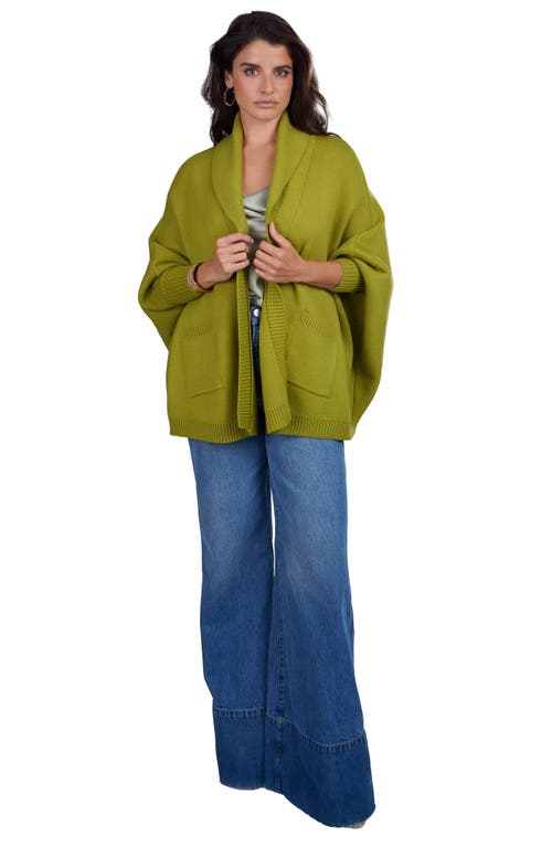 Saachi Oversize Ribbed Knit Cardigan In Lime Green